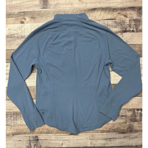 Size L Athleta Salutation Cottage Blue Full Zip Lightweight Thumbhole Jacket - Picture 3 of 9